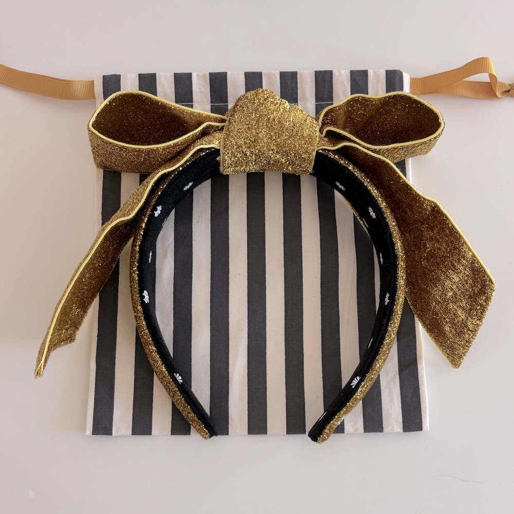 Lele Sadoughi Gold Bow Headband